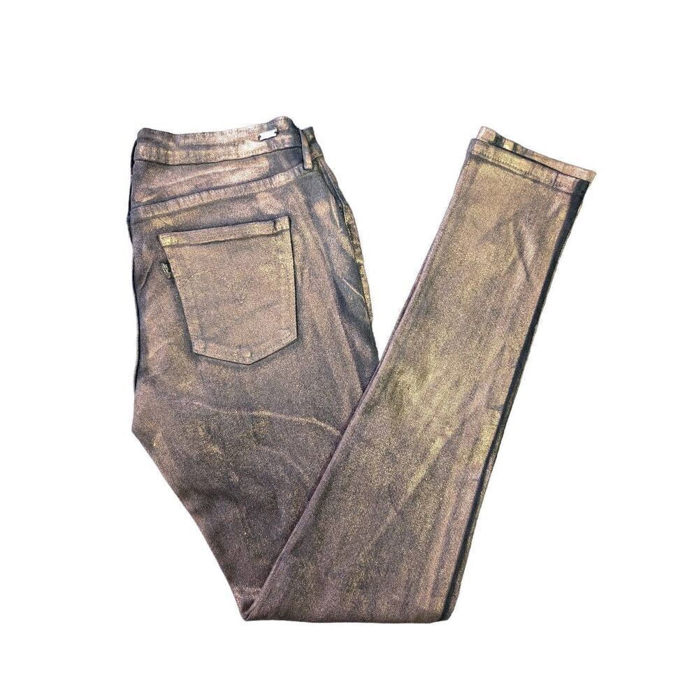 Levi's Women's Shiny Stretch Skinny Legging Jeans, Black/Brown Copper Foil Women